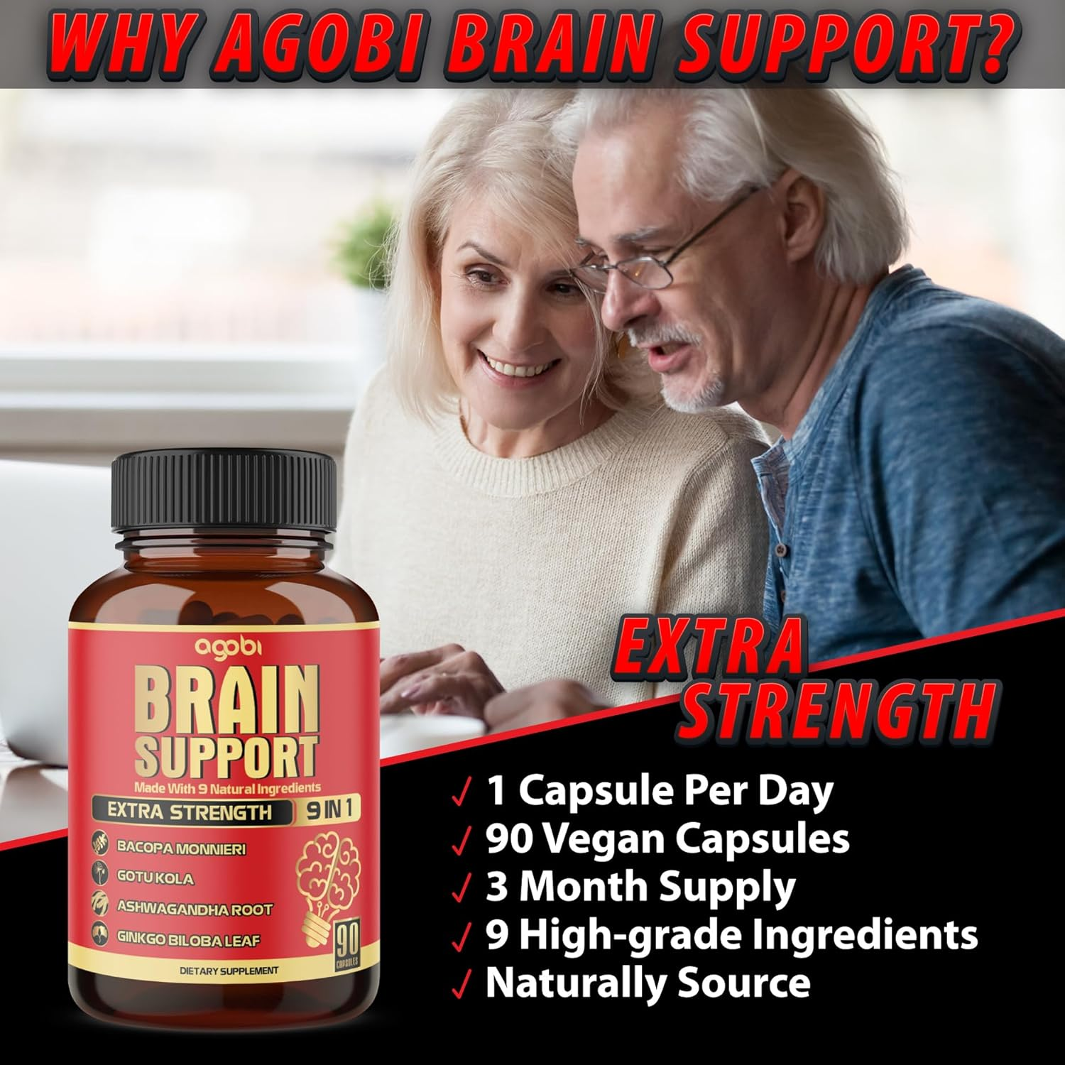 Agobi 9in1 Brain Support Extra Strength 90 Capsules