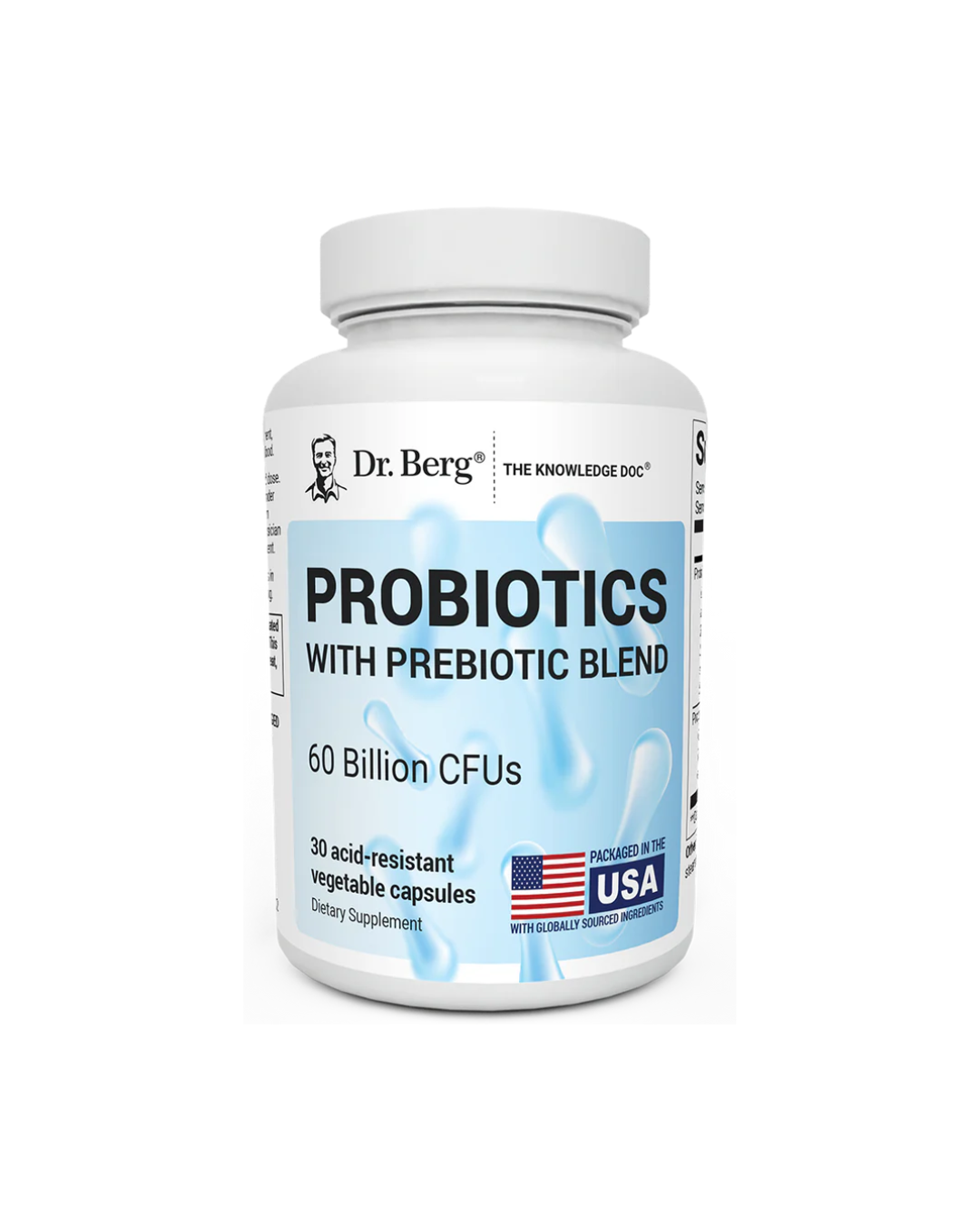 Dr. Berg Probiotics with Prebiotic Blend 60 Billion CFUs – 30 Vegetable Capsules