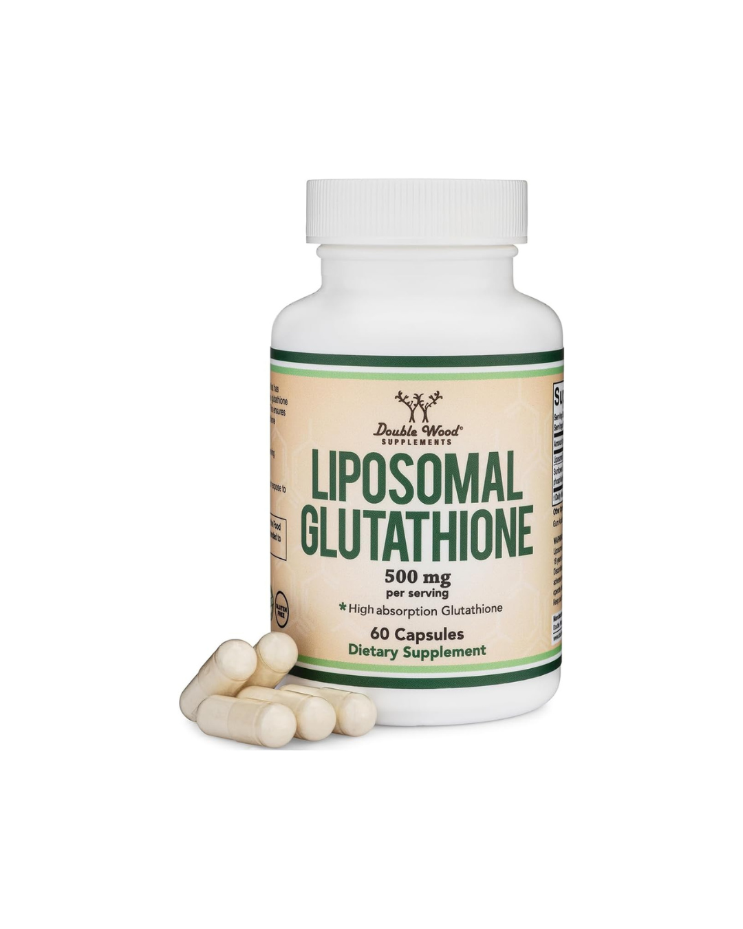 Double Wood Liposomal Glutathione 500mg per Serving, 60 Capsules