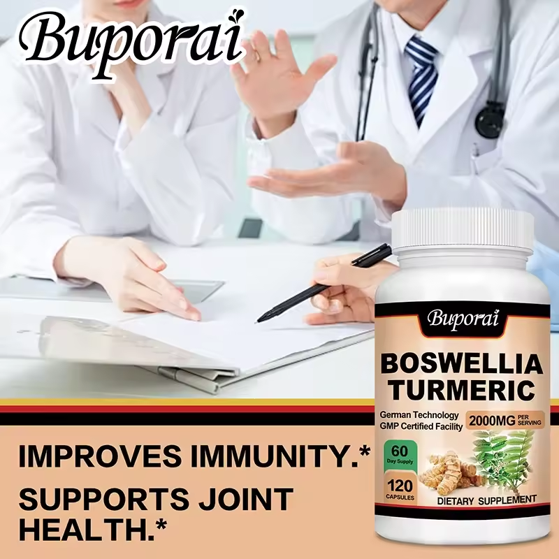 Buporai Boswellia Turmeric & Black Pepper Extract 2000mg per Serving - 120 Capsules