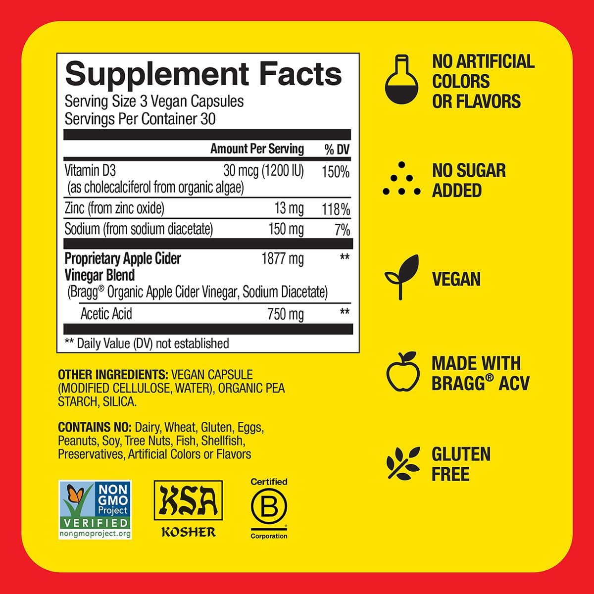 Bragg Apple Cider Vinegar Capsules 90 Capsules