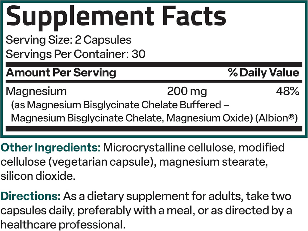 Bronson Magnesium Glycinate 200mg - 60 Capsules