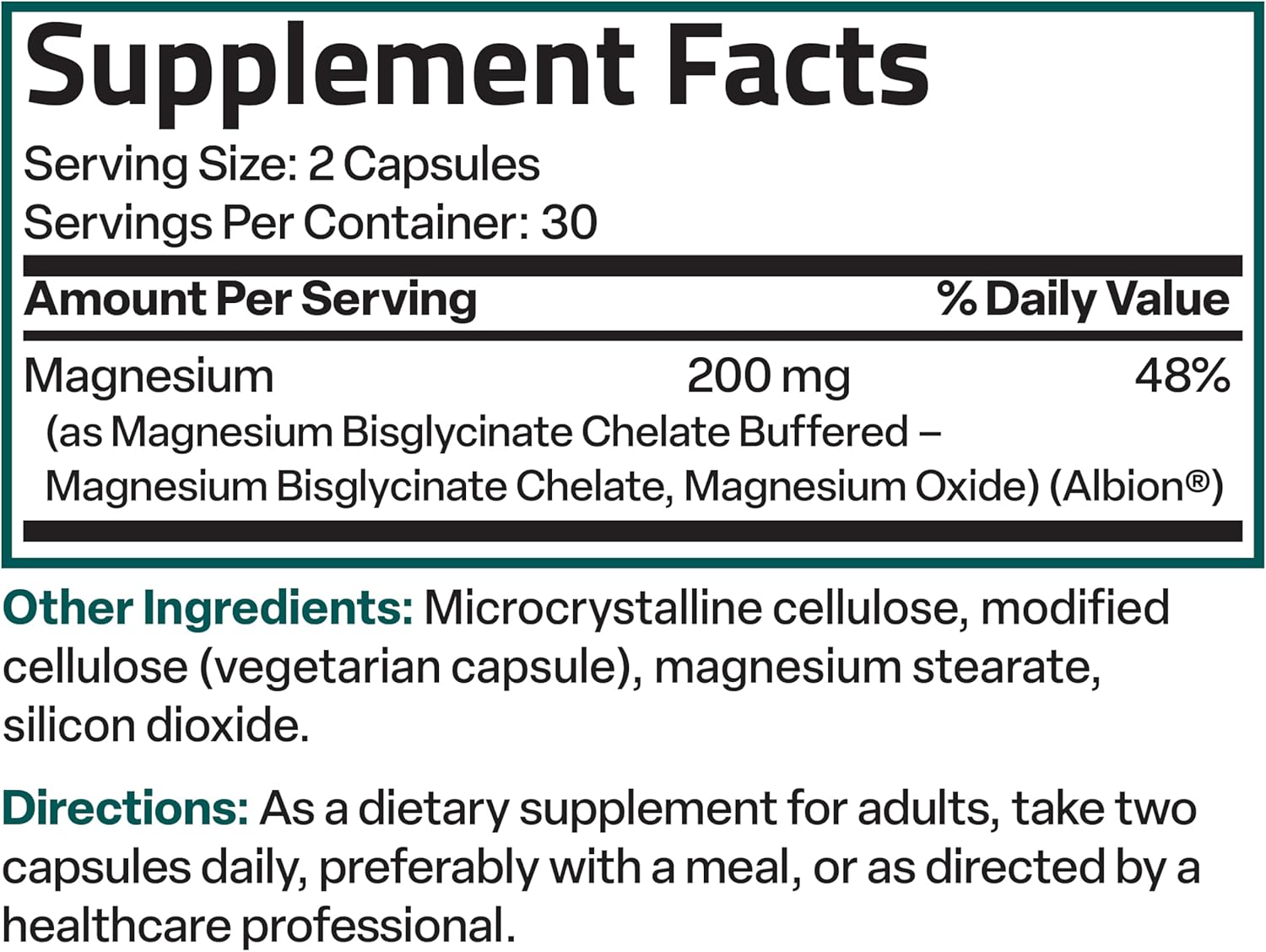 Bronson Magnesium Glycinate 200mg - 60 Capsules