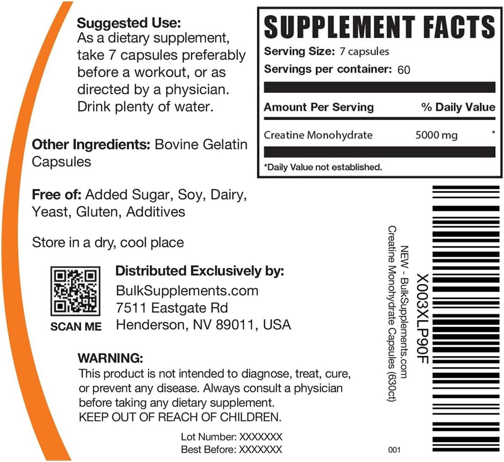 Bulk Supplements Creatine Monohydrate Capsules _ 420 count