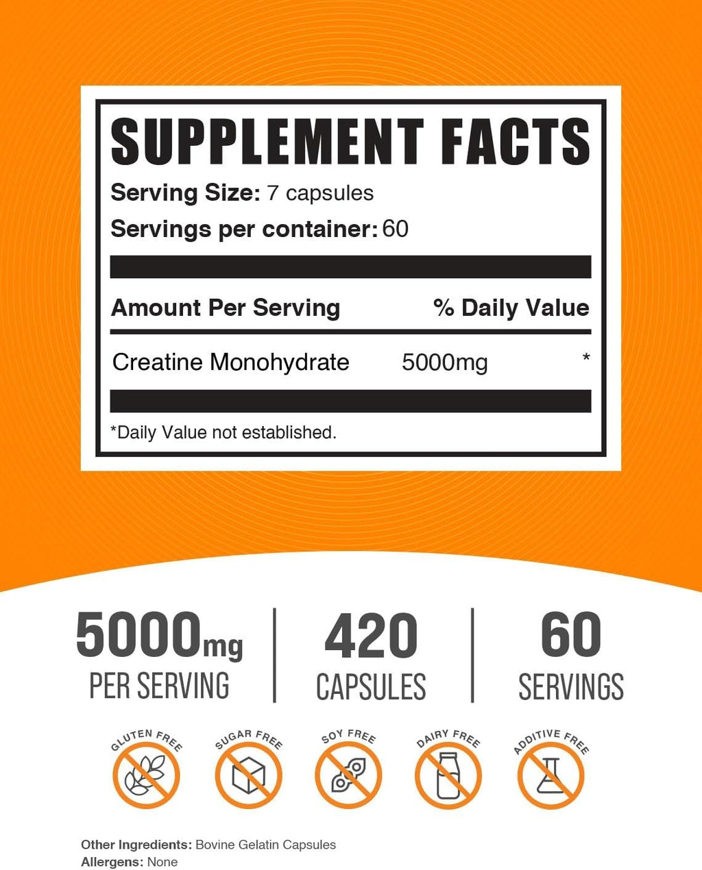 Bulk Supplements Creatine Monohydrate Capsules _ 420 count