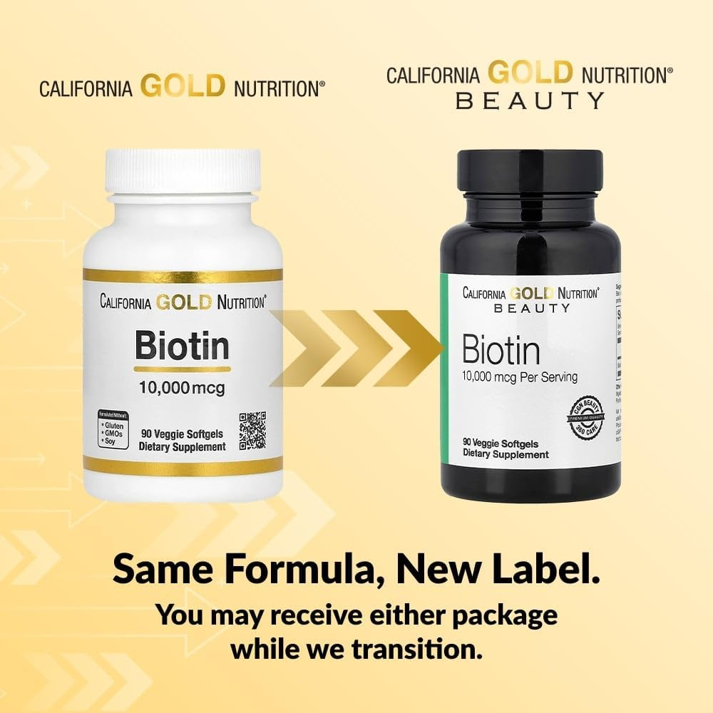 California Gold Nutrition Biotin 10,000 mcg 30 Veggie Capsules