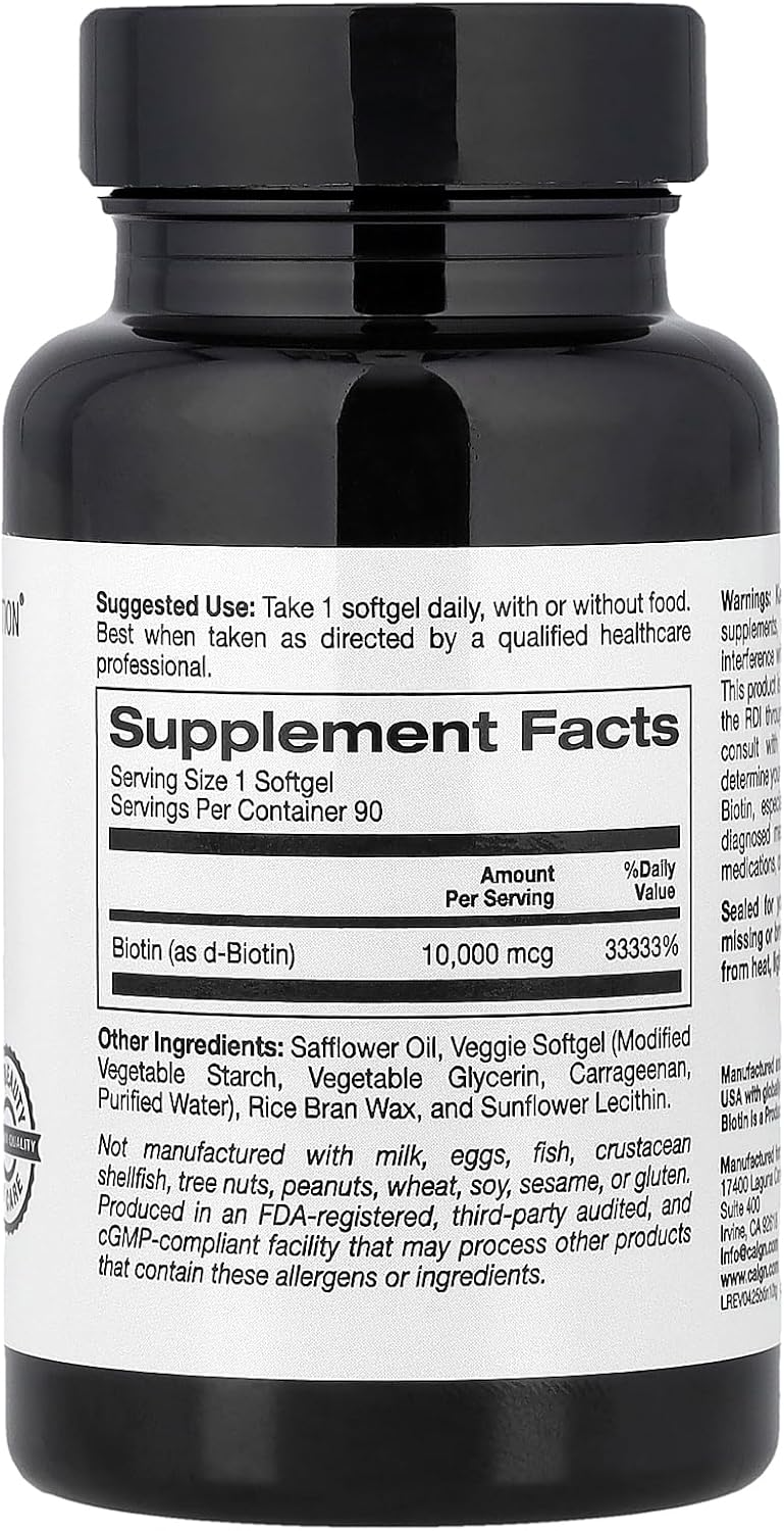 California Gold Nutrition Biotin 10,000 mcg 30 Veggie Capsules