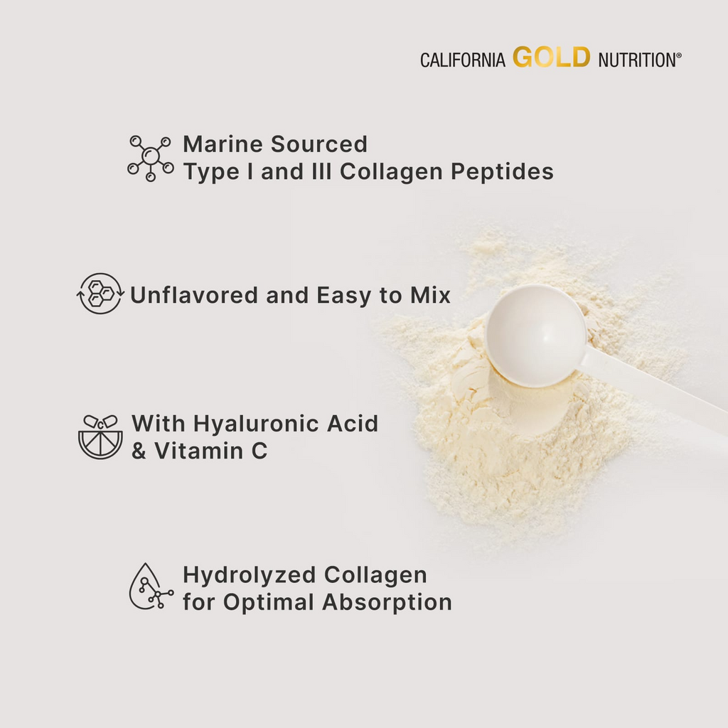 California Gold Nutrition CollagenUP®, Hydrolyzed Marine Collagen Peptides with Hyaluronic Acid and Vitamin C, Unflavored, 7.26 oz (206 g)
