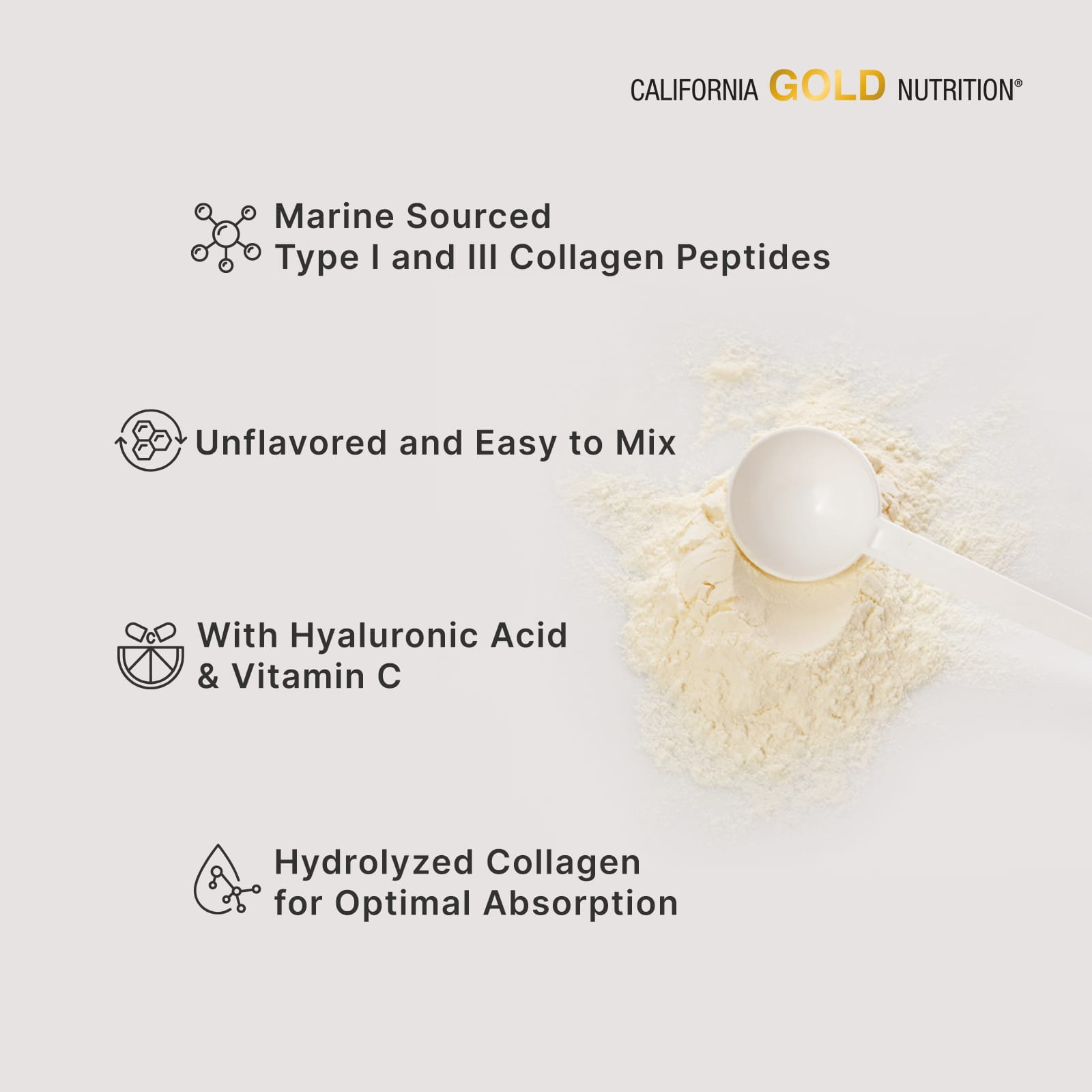 California Gold Nutrition CollagenUP®, Hydrolyzed Marine Collagen Peptides with Hyaluronic Acid and Vitamin C, Unflavored, 7.26 oz (206 g)