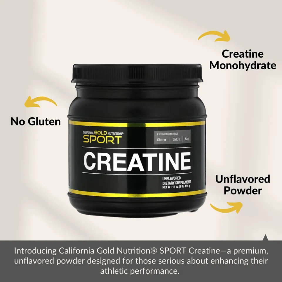 California Gold Nutrition Sport Creatine Monohydrate Unflavored, 1 lb (454 g)