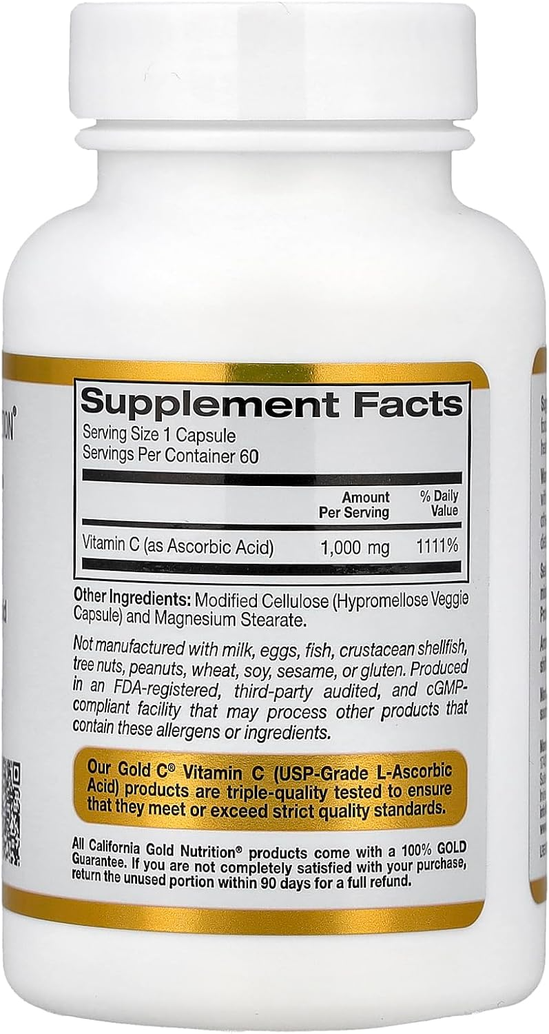 California Gold Nutrition Gold C Vitamin C 1,000 mg - 60 Capsules