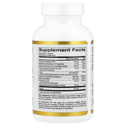 California Gold Nutrition High Potency Vitamin B Complex 90 Veggie Capsules