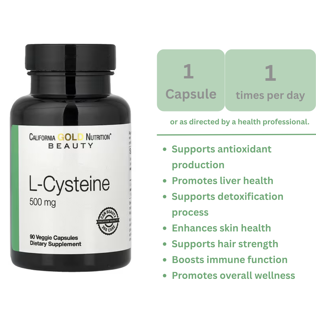 California Gold Nutrition L-Cysteine 500 mg, 90 Veggie Capsules