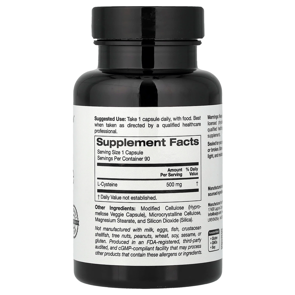 California Gold Nutrition L-Cysteine 500 mg, 90 Veggie Capsules