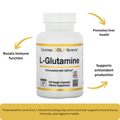 California Gold Nutrition L-Glutamine 1000 mg AjiPure, 120 Veggie Capsules
