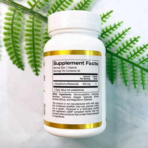 California Gold Nutrition L-Glutathione Reduced 500 mg 30 Veggie Capsules