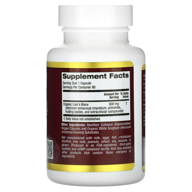 California Gold Nutrition Organic Lion's Mane 90 Capsules