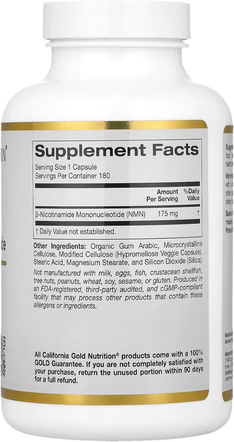 California Gold Nutrition NMN 175 mg 180 Veggie Capsules