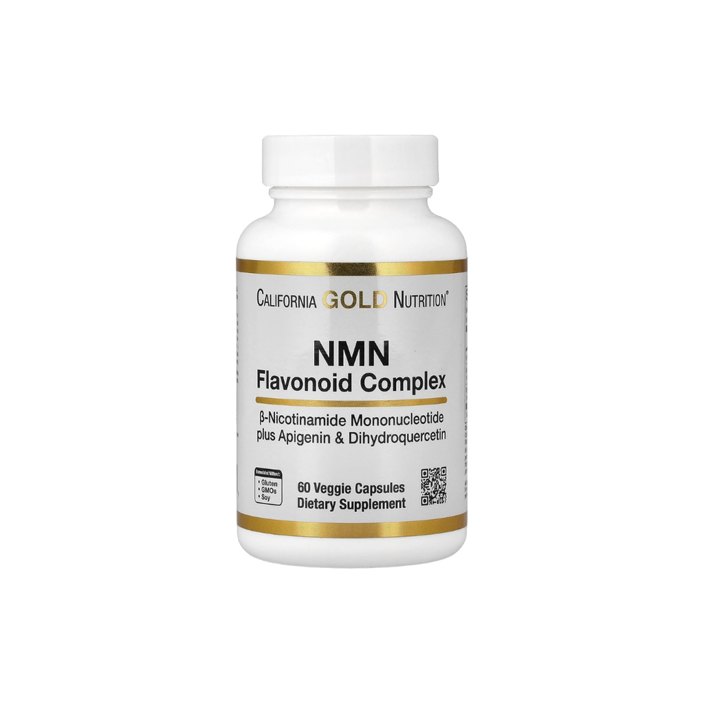 California Gold Nutrition NMN Flavonoid Complex with Apigenin and Dihydroquercetin, 60 Veggie Capsules