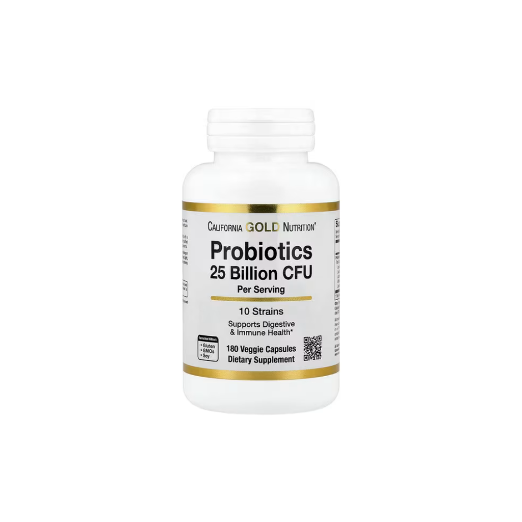 California Gold Nutrition Probiotics 10 Strain Blend 25 Billion CFU, 180 Veggie Capsules