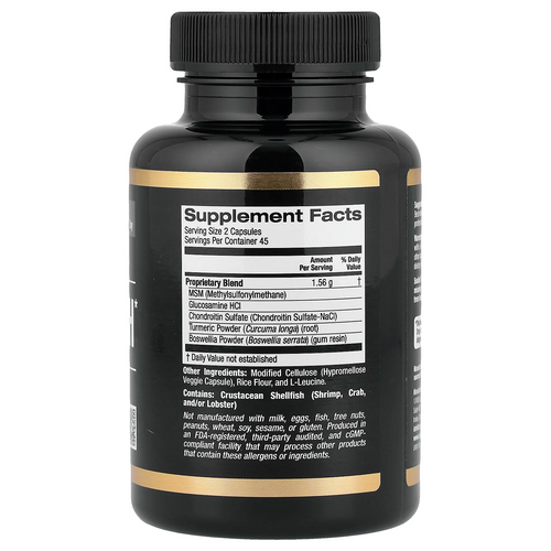 California Gold Nutrition Sport Joint Health with MSM,Turmeric and Boswellia, 90 Veggie Capsules