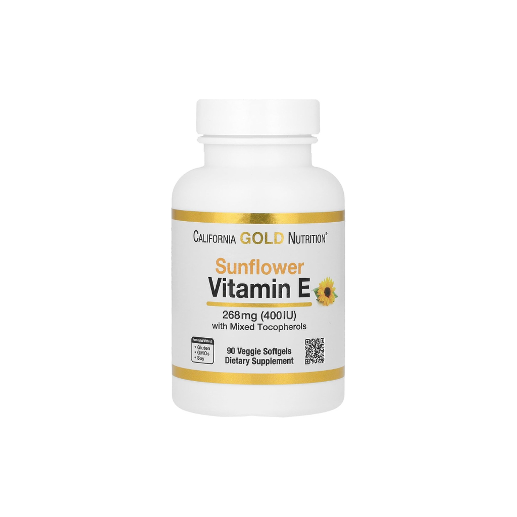 California Gold Nutrition Sunflower Vitamin E with Mixed Tocopherols, 400 IU 90 Veggie Softgels