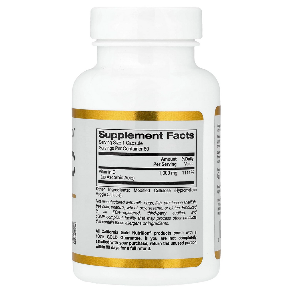 California Gold Nutrition Vitamin C Quali®-C 1,000 mg, 60 Veggie Capsules