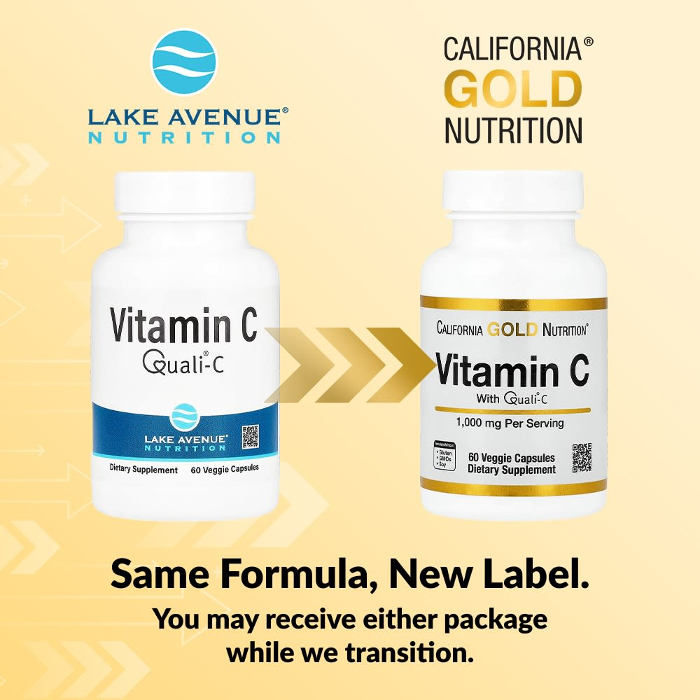 California Gold Nutrition Vitamin C Quali®-C 1,000 mg, 60 Veggie Capsules