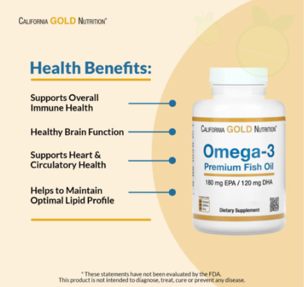California Gold Nutrition Omega-3 Premium Fish Oil - 100 Softgels