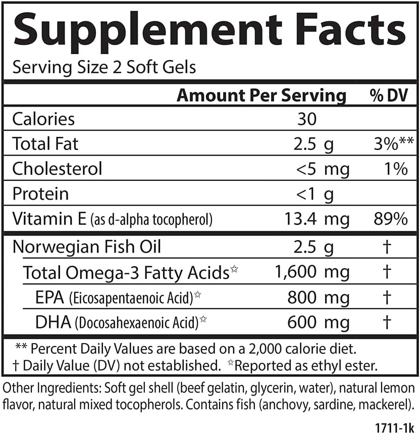 Carlson Wild Norwegian Elite Omega-3 Gems® Natural Lemon, 120 Soft Gels