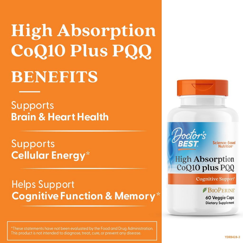 Doctor's Best High Absorption CoQ10 plus PQQ 100 mg with BioPerine, 60 Veggie Caps