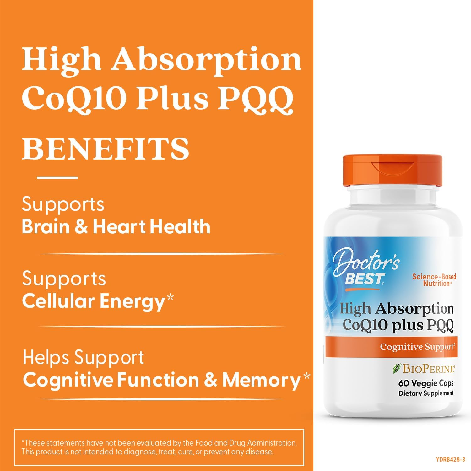 Doctor's Best High Absorption CoQ10 plus PQQ 100 mg with BioPerine, 60 Veggie Caps