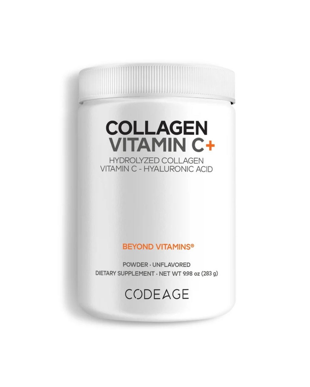 Codeage Collagen Vitamin C+ - Hydrolyzed Collagen, Vitamin C, Hyaluronic Acid, Unflavored 283g