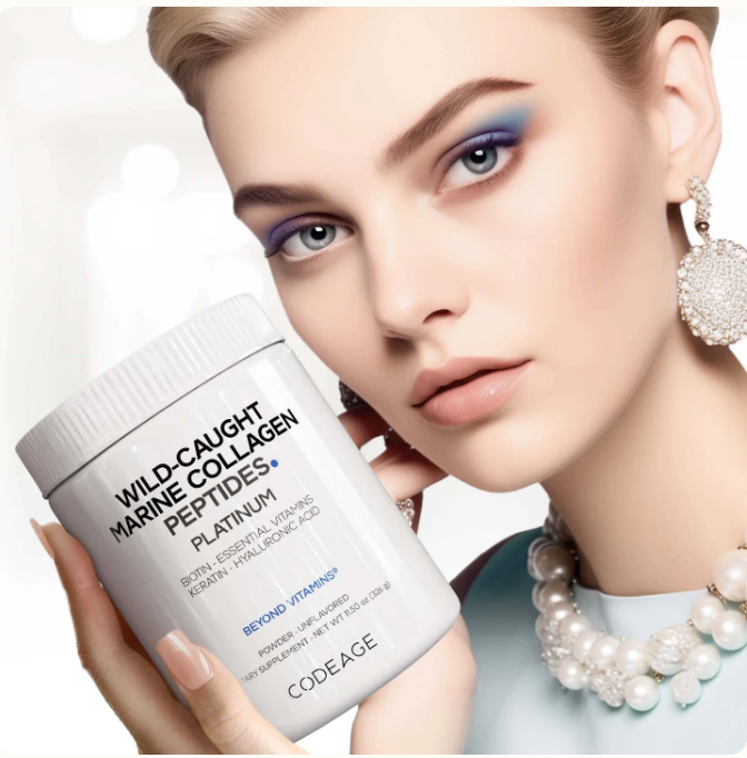 Codeage Wild-Caught Marine Collagen Peptides Powder Platinum With Biotin 326g