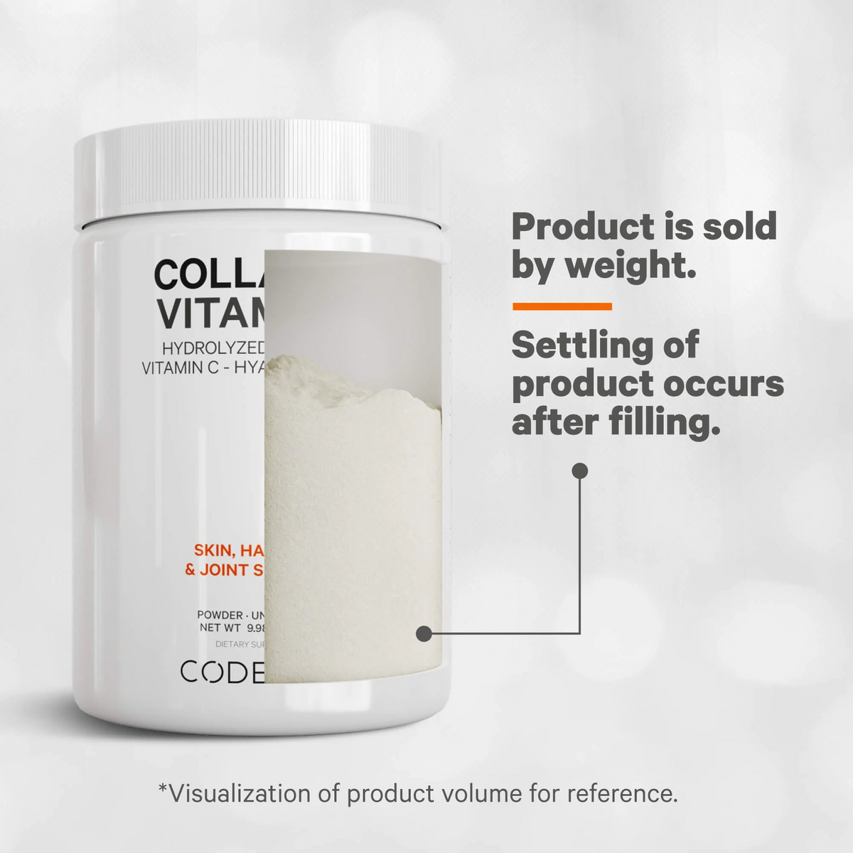Codeage Collagen Vitamin C+ - Hydrolyzed Collagen, Vitamin C, Hyaluronic Acid, Unflavored 283g