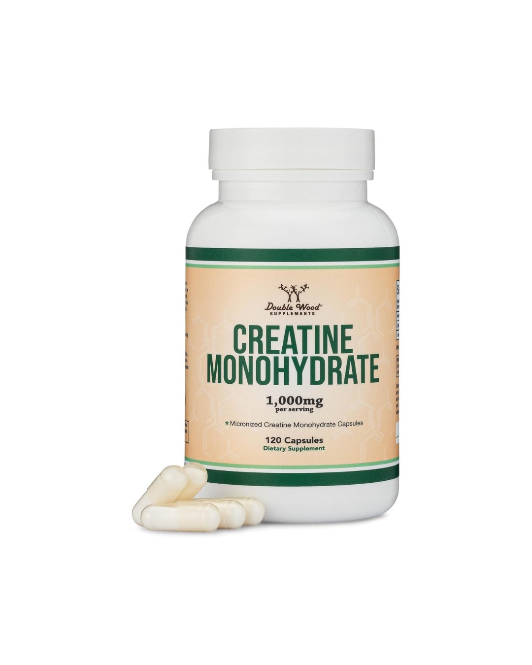 Double Wood Creatine Monohydrate Capsules 1000mg - 120 Count