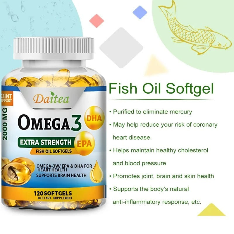 Daitea Omega 3 Fish Oil EPA & DHA 2000 Mg – 60/120 Softgels