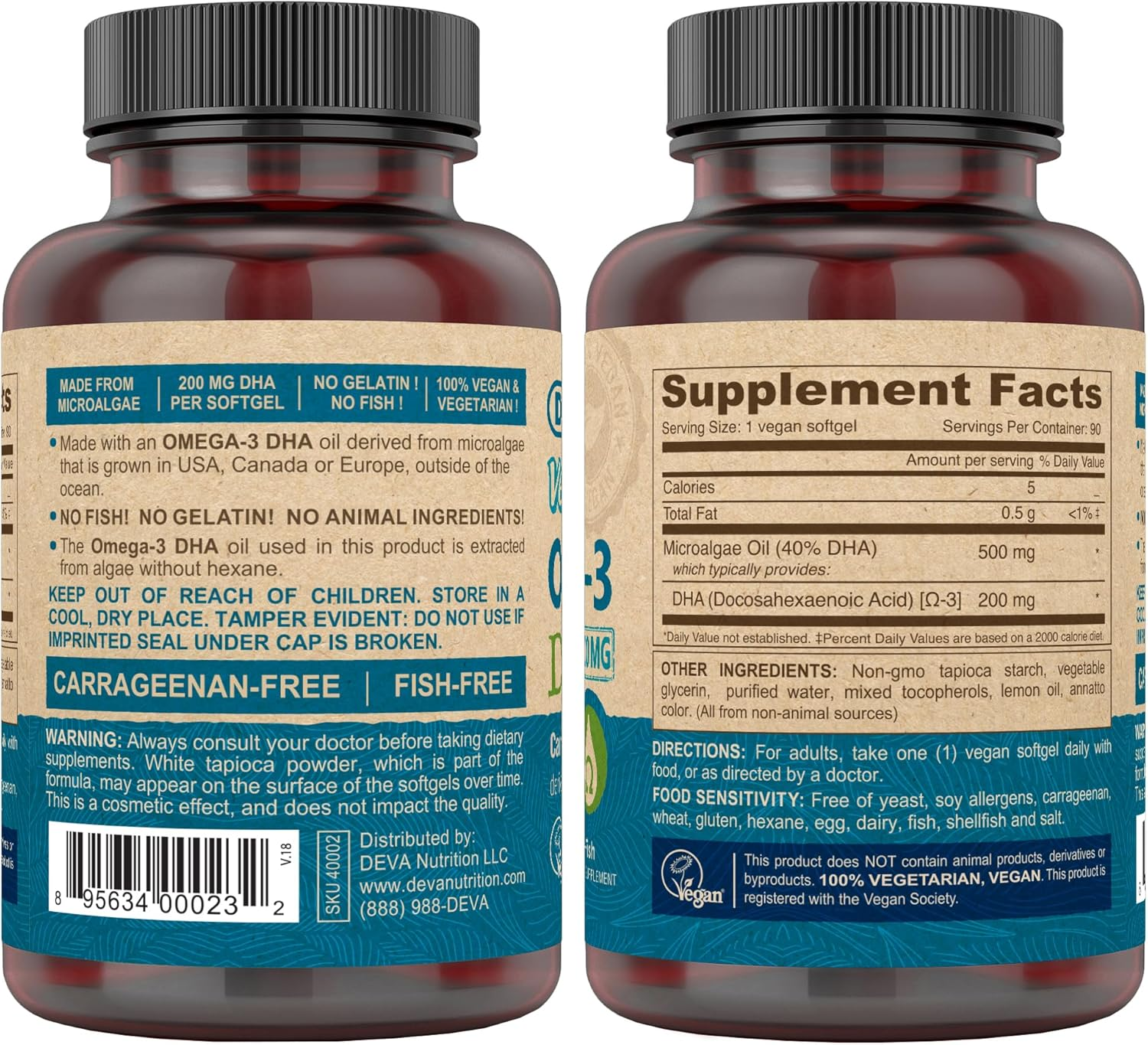 Deva Vegan Omega-3 DHA 200mg 90 Softgels