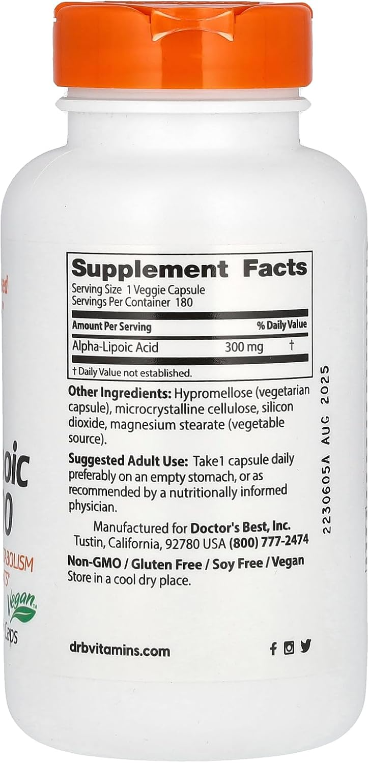 Doctor's Best Alpha-Lipoic Acid 300, 300 mg, 180 Veggie Caps