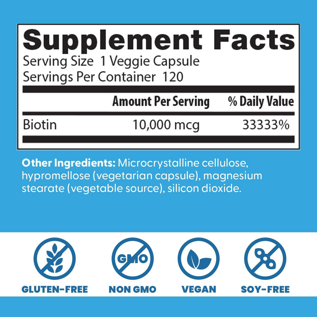 Doctor's Best Biotin 10,000 mcg, 120 Veg Caps