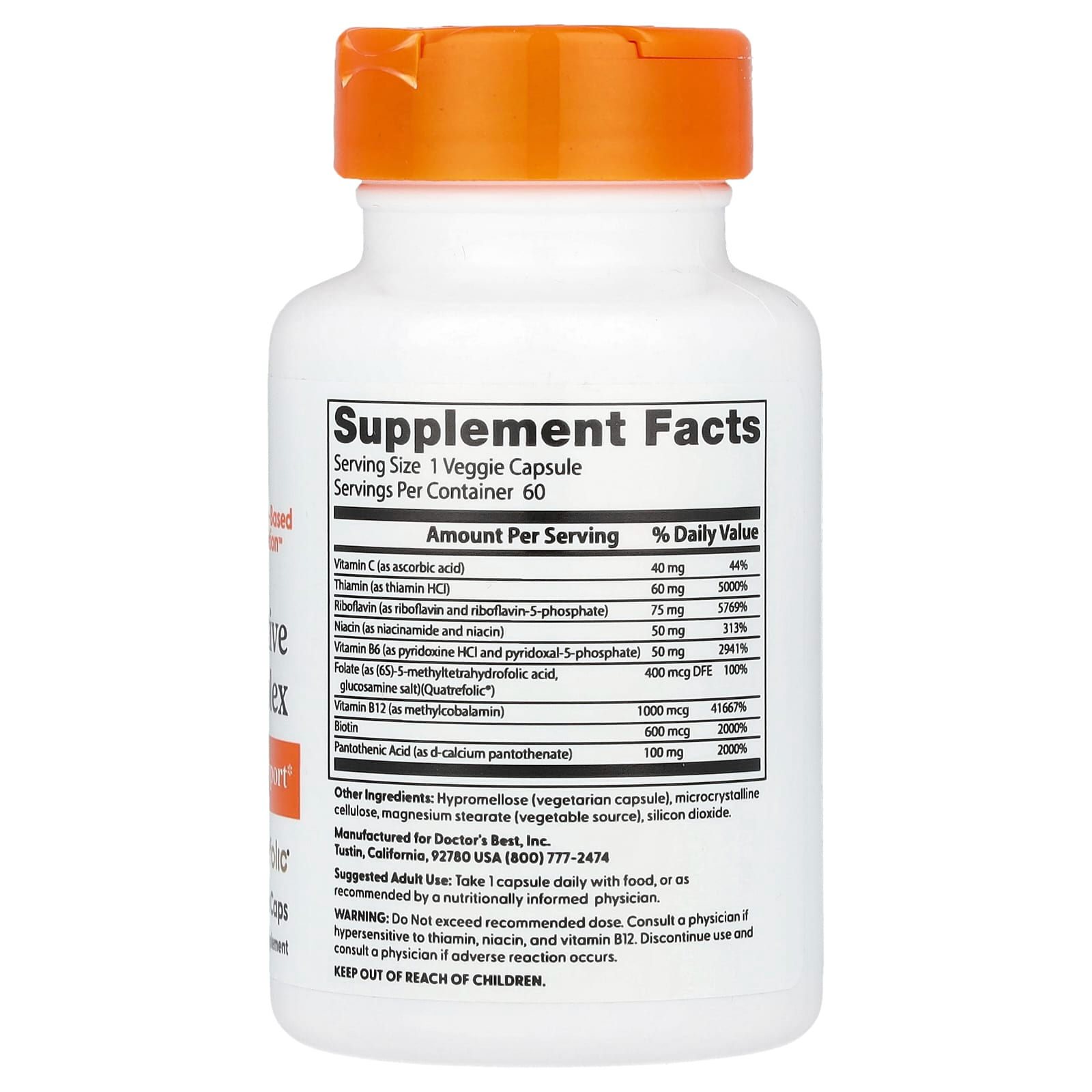 Doctor's Best Fully Active B Complex with Quatrefolic 60 Veggie Caps