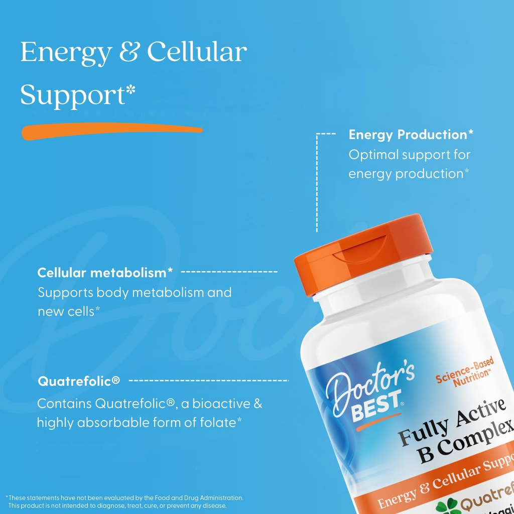 Doctor's Best Fully Active B Complex with Quatrefolic®, 30 Veggie Caps