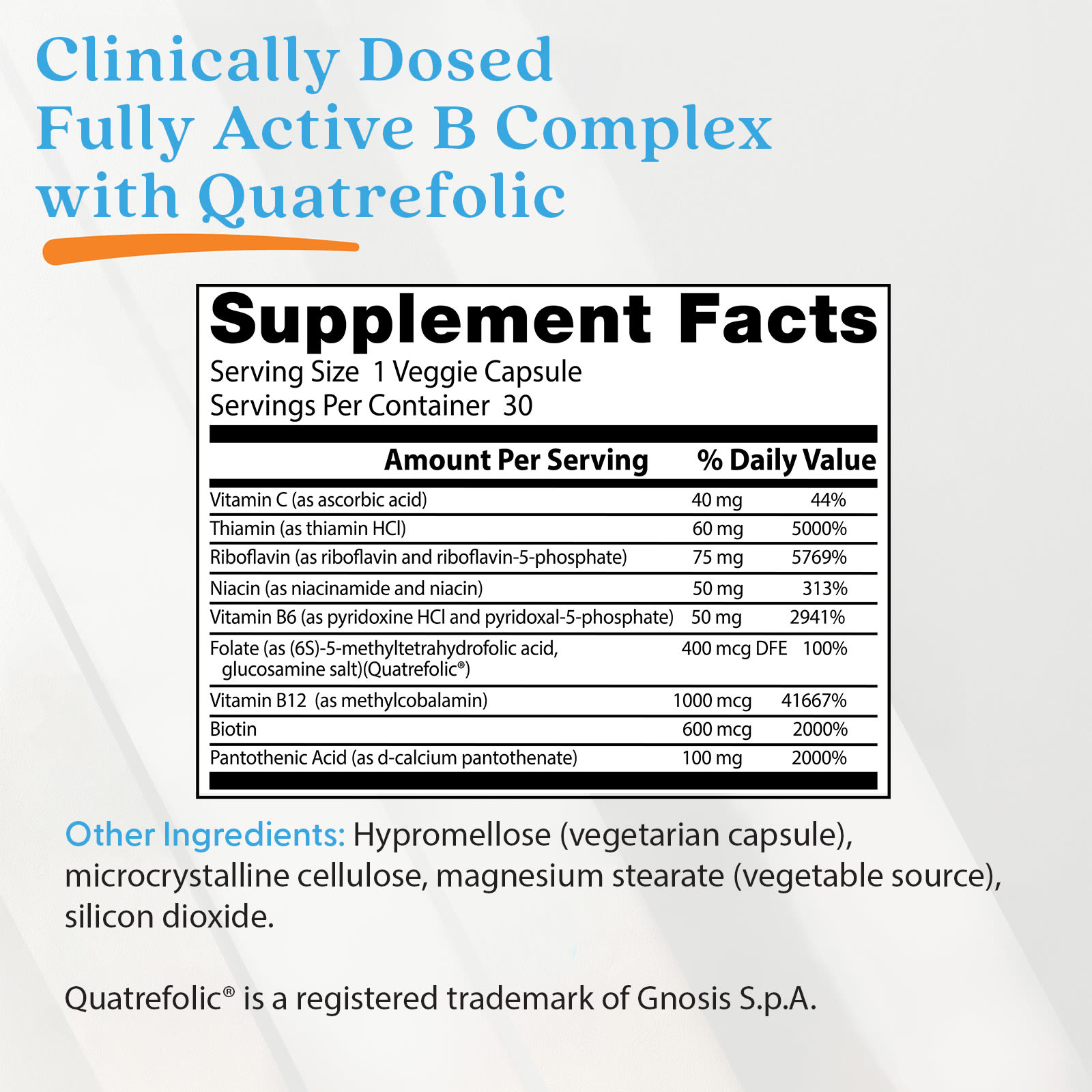 Doctor's Best Fully Active B Complex with Quatrefolic®, 30 Veggie Caps