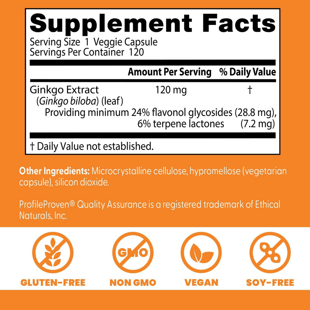 Doctor's Best Ginkgo 120 mg, 120 Veggie Caps