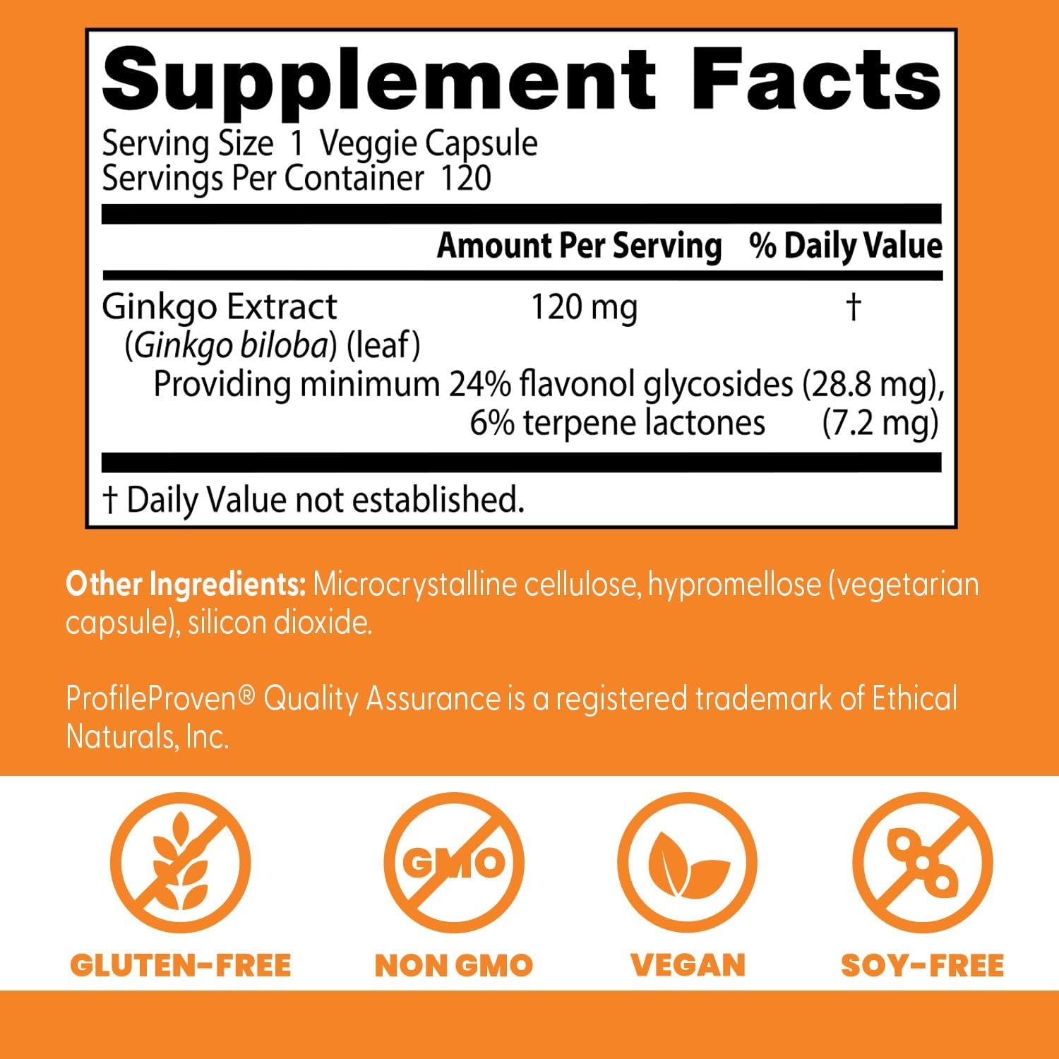 Doctor's Best Ginkgo 120 mg, 120 Veggie Caps