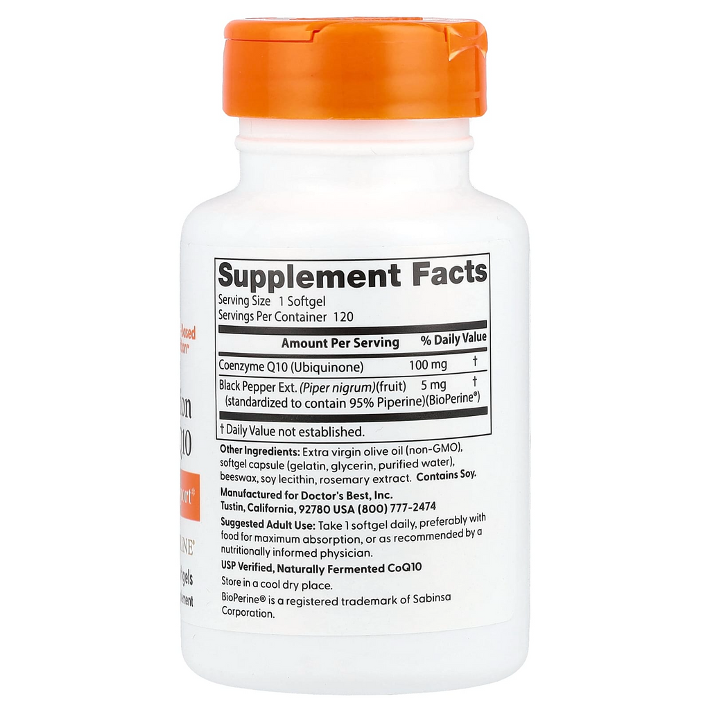 Doctor's Best High Absorption CoQ10 100 mg, 120 Softgels