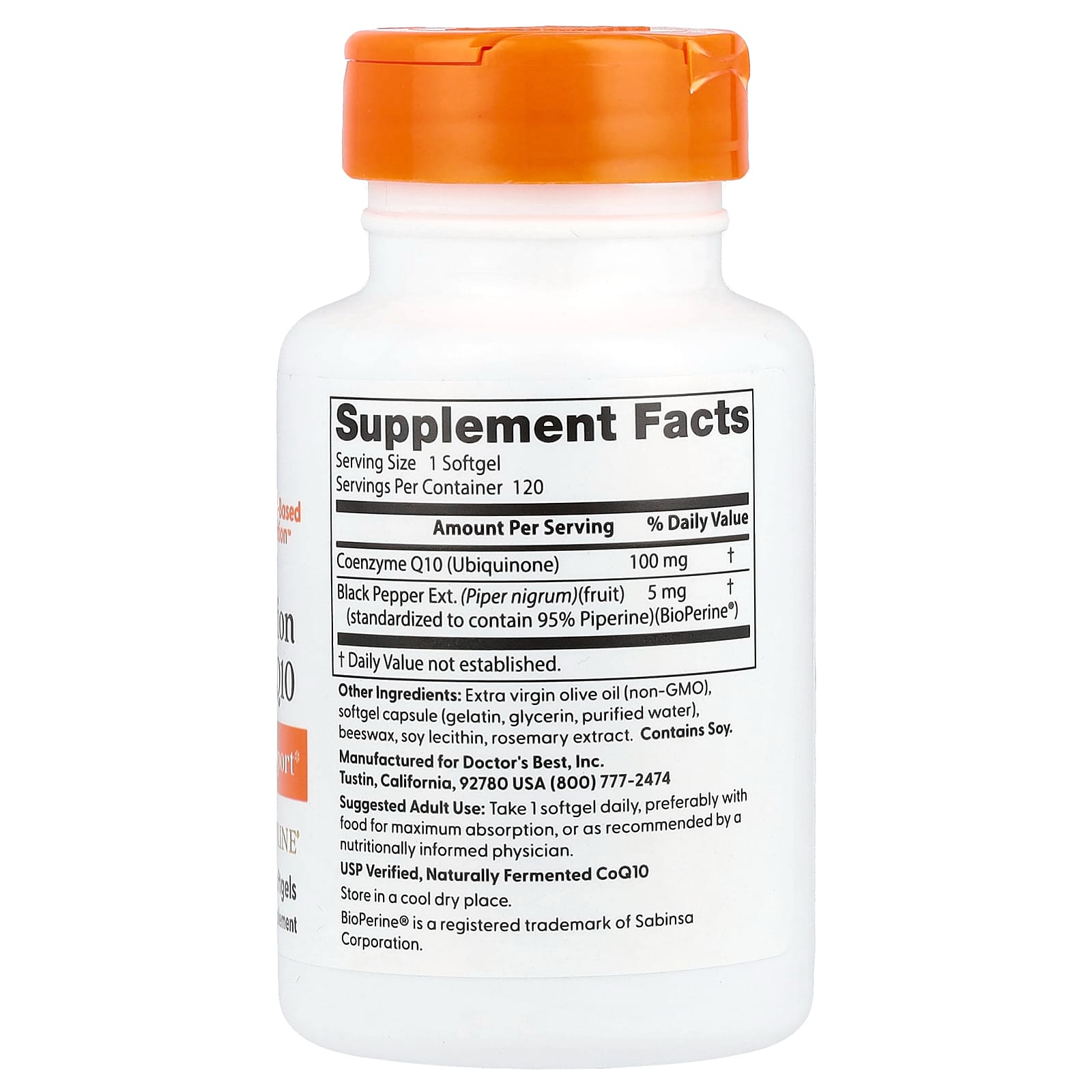 Doctor's Best High Absorption CoQ10 100 mg, 120 Softgels