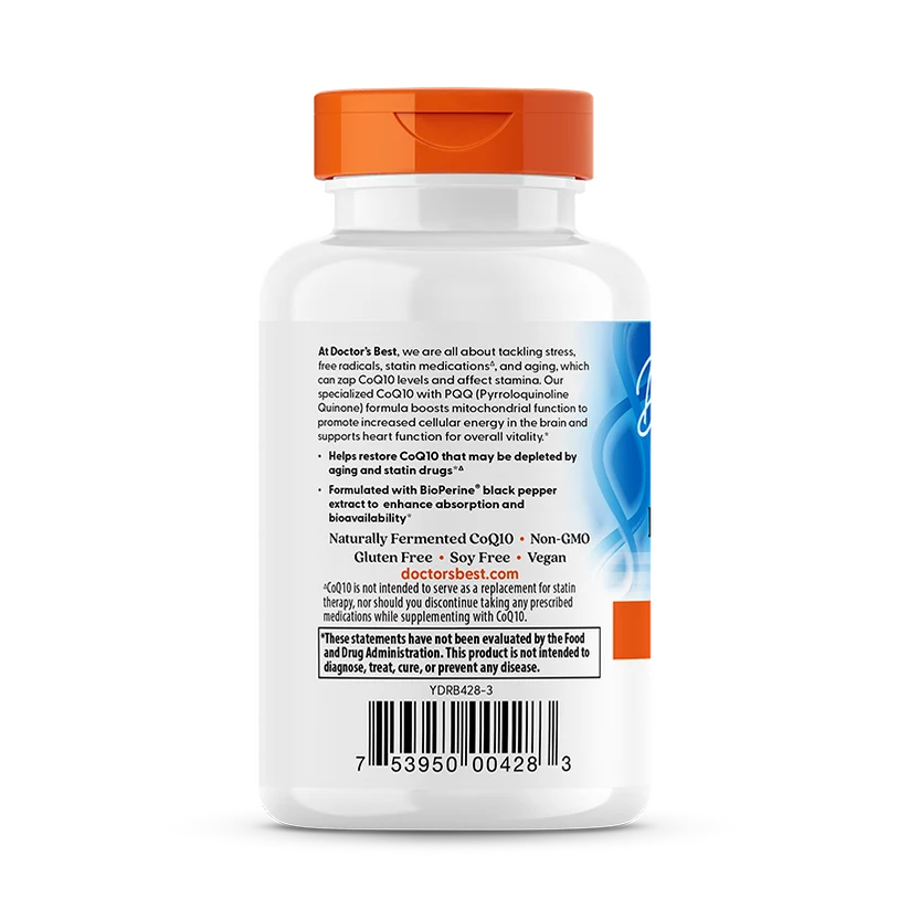 Doctor's Best High Absorption CoQ10 plus PQQ 100 mg with BioPerine, 60 Veggie Caps