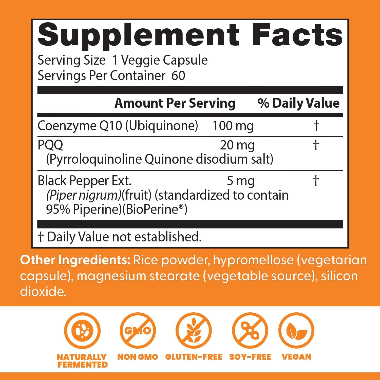 Doctor's Best High Absorption CoQ10 plus PQQ 100 mg with BioPerine, 60 Veggie Caps