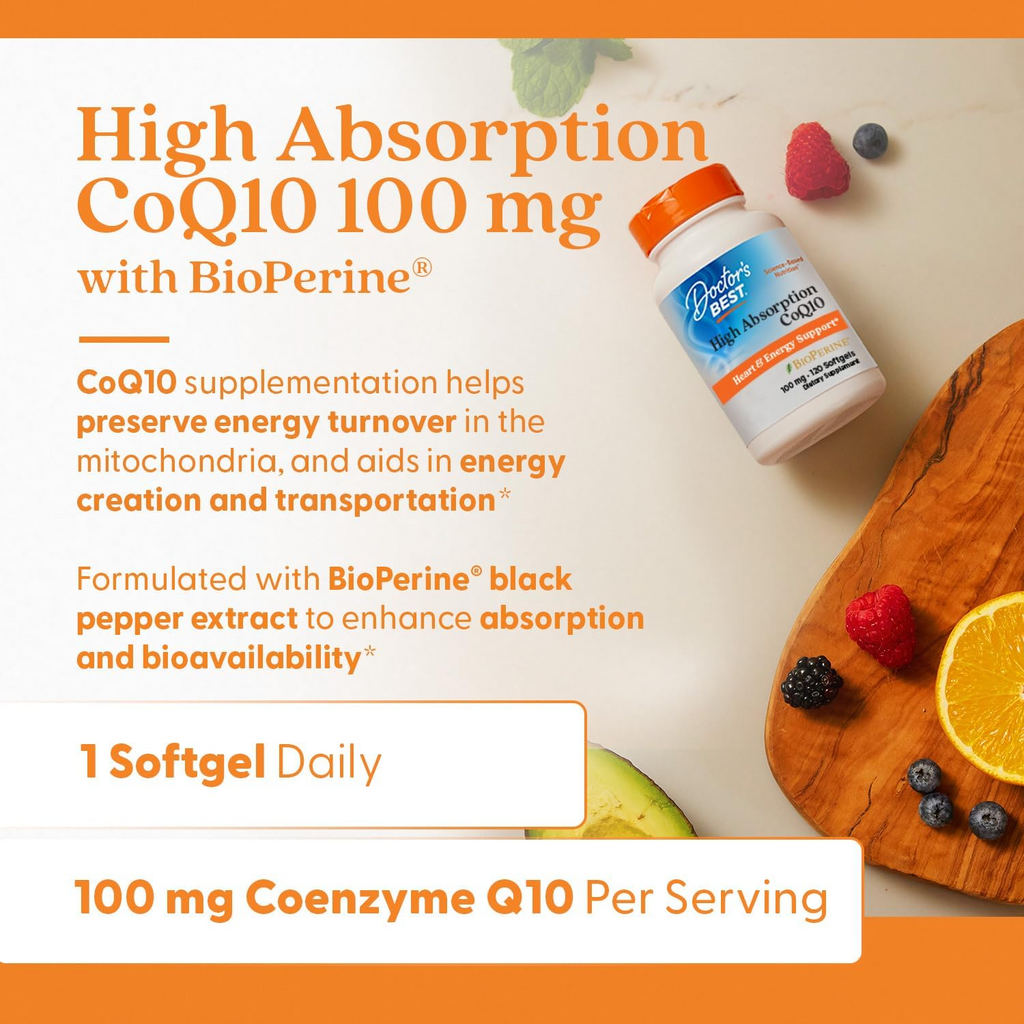 Doctor's Best High Absorption CoQ10 100 mg, 120 Softgels